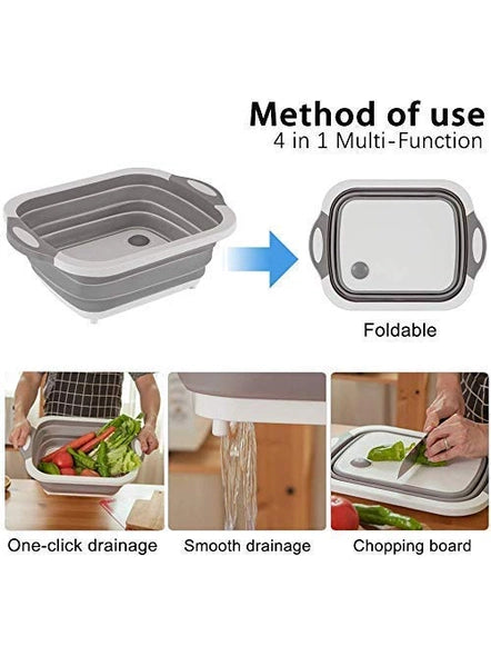 4 in 1 Multifunctional Veggies Washing Basket Kitchen Plastic Silicone Dish Tub