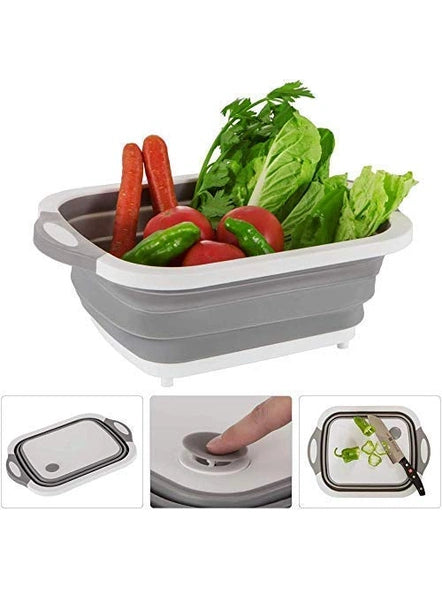 4 in 1 Multifunctional Veggies Washing Basket Kitchen Plastic Silicone Dish Tub