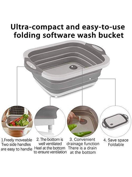 4 in 1 Multifunctional Veggies Washing Basket Kitchen Plastic Silicone Dish Tub